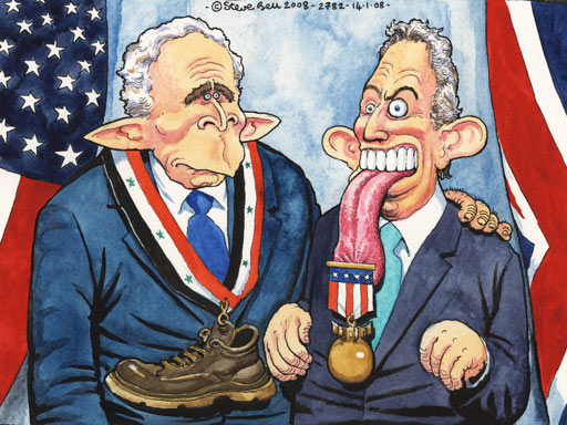 George Bush & Tony Blair by Steve Bell
